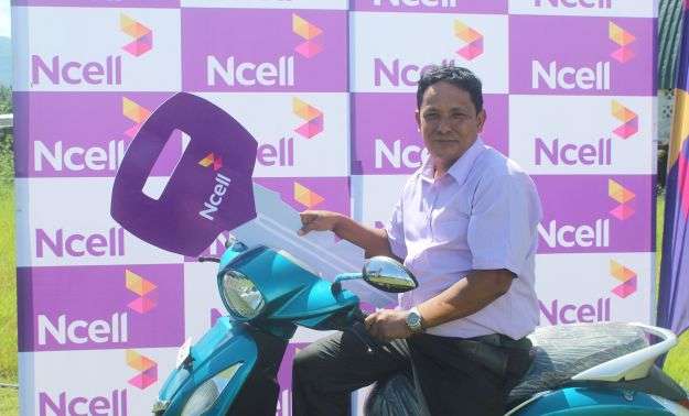 Ncell Hands Over Scooter to Shrestha