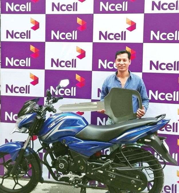 Ncell Hands Over Bike to Shrestha