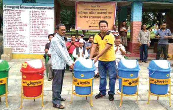 Siddhartha Bank Installs Dustbins at Maisthan Temple