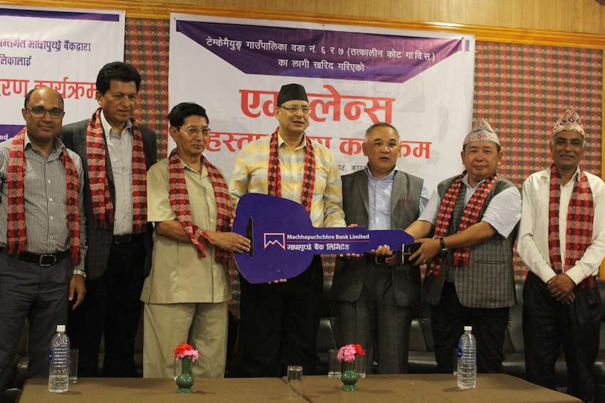 Machhapuchhre Bank hands over Ambulance 
