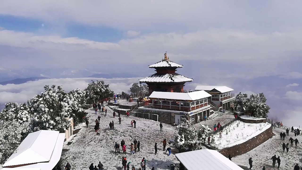 Snowfall in Chandragiri   