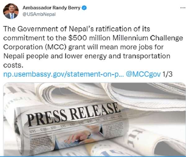 USA says Ratification of MCC means more Jobs