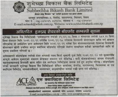 Right share issuance of Subhechya Development Bank