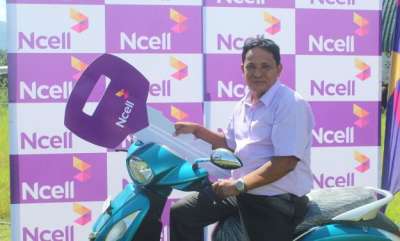Ncell Hands Over Scooter to Shrestha