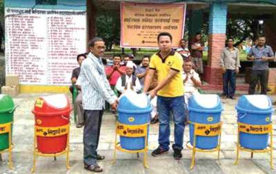 Siddhartha Bank Installs Dustbins at Maisthan Temple