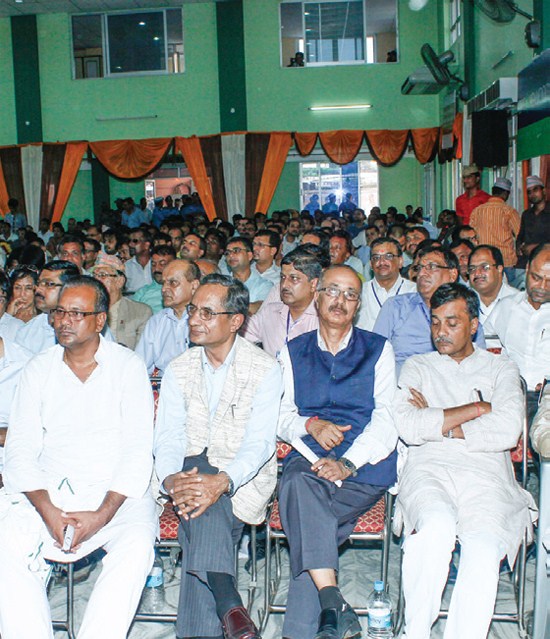Maoist leader Dinanath Sharma (second from the right)